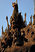 Myanmar - Mandalay, Shwe In Bin Kyaung a wonderful example of the Burmese unique teak architecture and wood-carving art. 